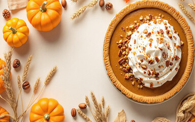 Fall Harvest Festive Display Top View of Thanksgiving Frame with Decorative Gourds.