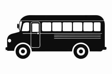 Simple School Bus Black Silhouette Vector Artwork on White Background