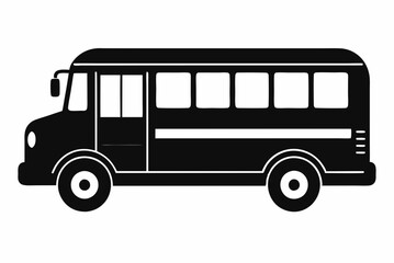 Simple School Bus Black Silhouette Vector Artwork on White Background