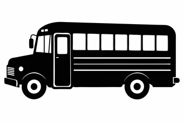 Simple School Bus Black Silhouette Vector Artwork on White Background