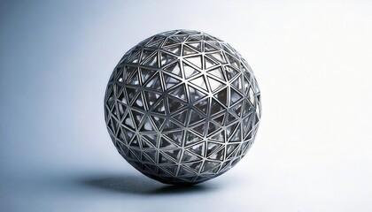 Geometric Abstract Sphere: An intricate metallic sphere, crafted with precision, showcases a mesmerizing pattern of interconnected triangles.