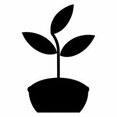 Vector Art Illustration of a Black Seedling Silhouette