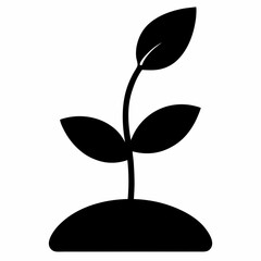 Vector Art Illustration of a Black Seedling Silhouette