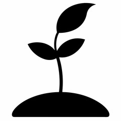 Vector Art Illustration of a Black Seedling Silhouette