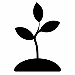 Vector Art Illustration of a Black Seedling Silhouette