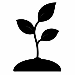Vector Art Illustration of a Black Seedling Silhouette