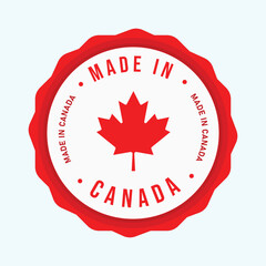 Made in Canada. Made in Canada stamp, logo, icon, poster. Canadian product emblem. Quality Product Canadian Made stamp, sticker.	