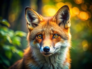 Fototapeta premium Captivating Close-Up of a Fox's Head Showcasing Its Intricate Features and Natural Beauty in a Lush Forest Setting, Perfect for Nature Lovers and Wildlife Enthusiasts