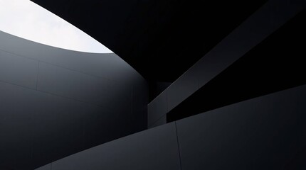 Abstract Architecture: A minimalist composition featuring geometric shapes and shadows, creating an intriguing interplay of light and darkness.  The image evokes a sense of mystery and intrigue.