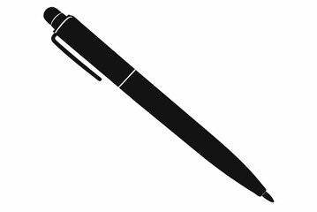 Black Pen Silhouette Vector Illustration on a White Background
