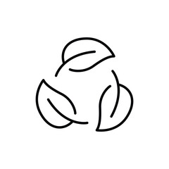 Recyclable icon. Simple outline style. Biodegradable recyclable plastic free package, circle leaf, eco, friendly material concept. Thin line symbol. Vector illustration isolated.