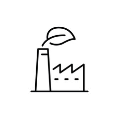 Green industry icon. Simple outline style. Green factory, eco friendly manufacturing and sustainable practices, environment concept. Thin line symbol. Vector illustration isolated.