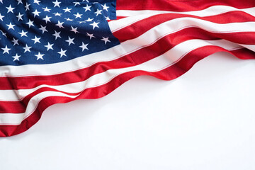 Obraz premium American flag waving blue stars red white stripes fabric