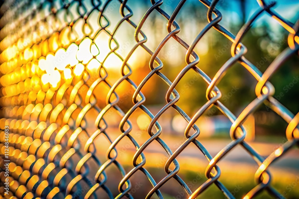 Poster captivating conceptual photography of an intricate wire fence pattern that evokes a sense of repetit