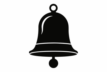 Classic School Bell Black Silhouette Vector Illustration on a White Background