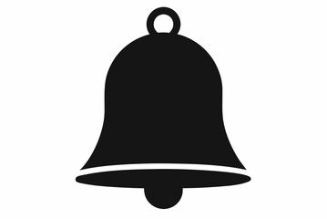 Classic School Bell Black Silhouette Vector Illustration on a White Background