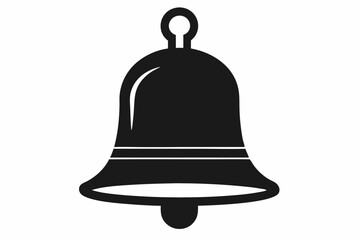Classic School Bell Black Silhouette Vector Illustration on a White Background