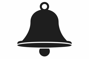 Classic School Bell Black Silhouette Vector Illustration on a White Background