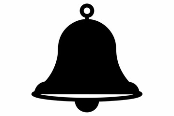 Classic School Bell Black Silhouette Vector Illustration on a White Background
