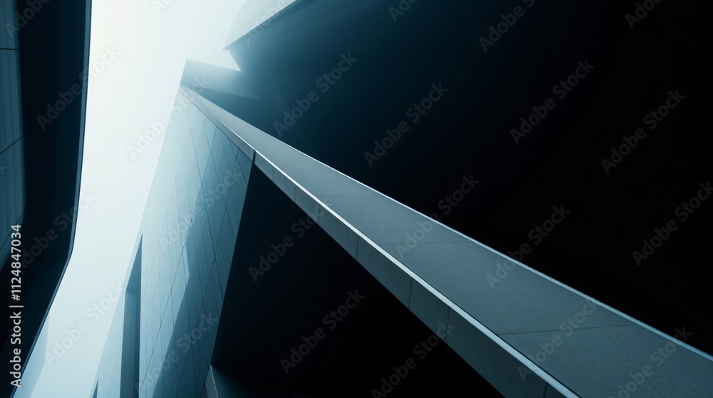 Poster abstract architecture: a minimalist, abstract photo showcasing the interplay of light and shadow on 