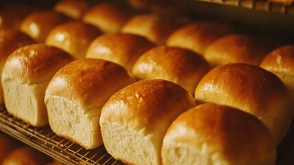 Freshly Baked Bread Loaves in a Bakery Display