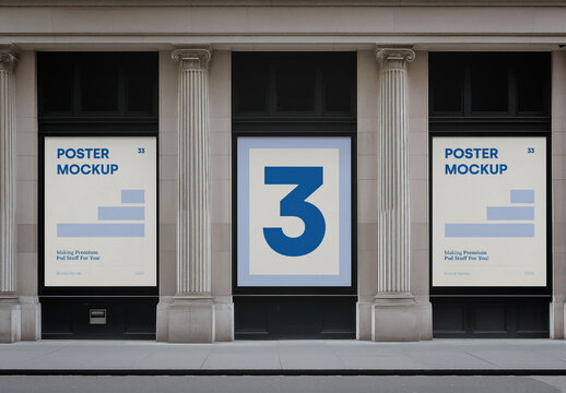 Three Ractangle Poster PSD Mockups