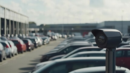 Outdoor CCTV Camera in Bright Parking Lot Space