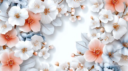 Colorful Spring Flowers and Blossoms on Soft Background with Light and Vibrant Tone
