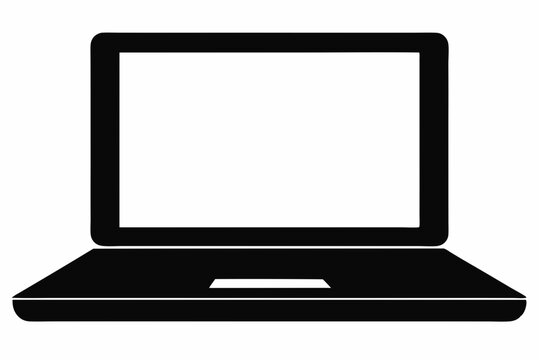 recommend clip art: Bold Black Silhouette Laptop Vector Illustration on White Background