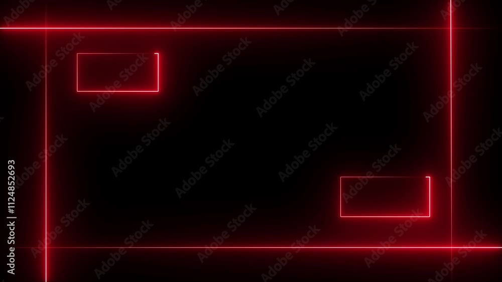 Poster square rectangle picture frame with two tone neon color motion graphic on isolated black background.