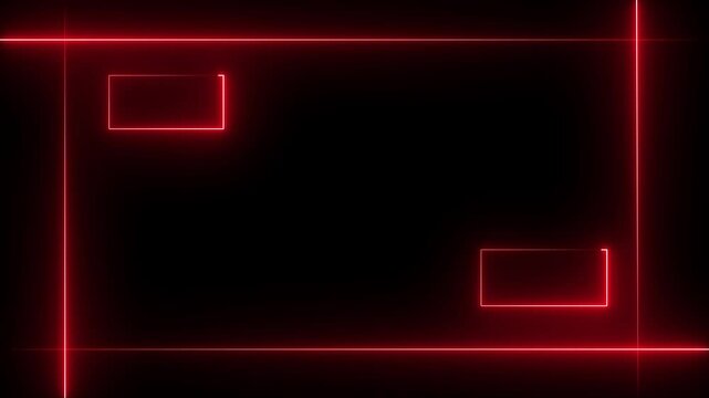 Square rectangle picture frame with two tone neon color motion graphic on isolated black background. 4k video.