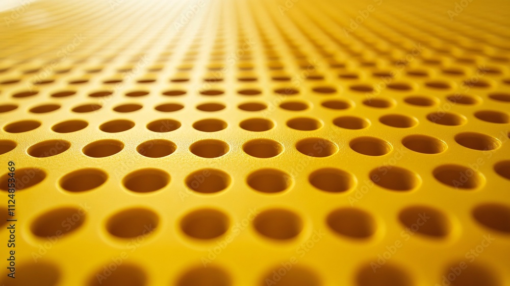 Poster yellow perforated surface creating interesting light and shadow play