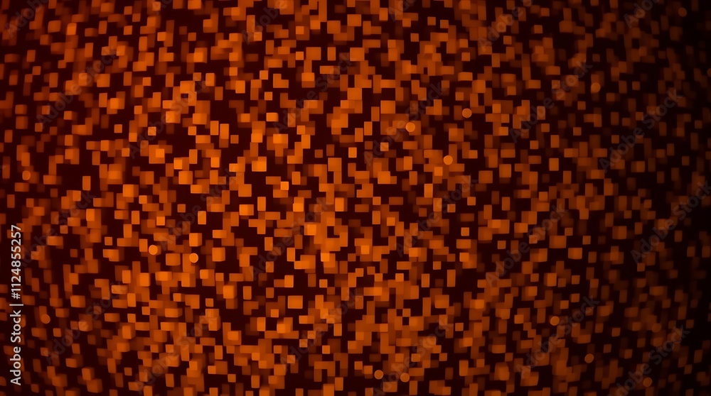Poster fiery pixel burst: abstract background of orange and red pixels