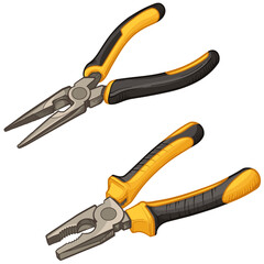 Pliers isolated on white background. Vector illustration of pliers. Hand drawn tools.