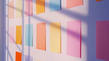 Fototapeta premium Colorful Sticky Notes Organized on a Wall