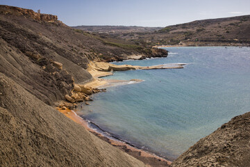 Qarraba bay beach ang Gnejna bay near Mgarr, Malta Qarraba beach near Mgarr, Malta