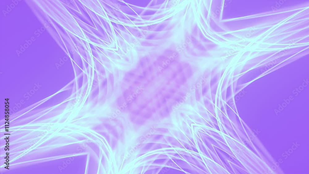 Fototapete Digital seamless loop animation of an abstract symmetrical shape in light blue color. Many thin lines intersect in the center to form a complex and harmonious pattern. 3d rendering 4K