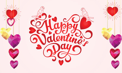 Happy Valentines Day typography vector illustration. Romantic Template design for celebrating valentine's Day on 14 February. Wallpaper, flyer, poster, sticker, banner, card.