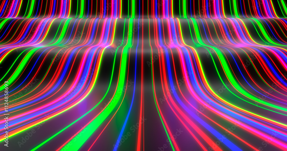 Aufkleber 3d rendering. the image is a digital art with multi-colored lines converging to a vanishing point, c