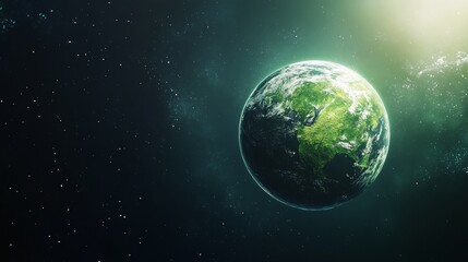 Obraz premium New Year 2025 Green Recycling Concept With Planet Earth Surrounded by Leaves on Eco-Friendly Background