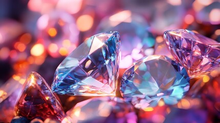 Gemstone Numbers 2025 in Vibrant Purple, Pink, and Gold Hues With Glittering Reflections for New Year Celebration