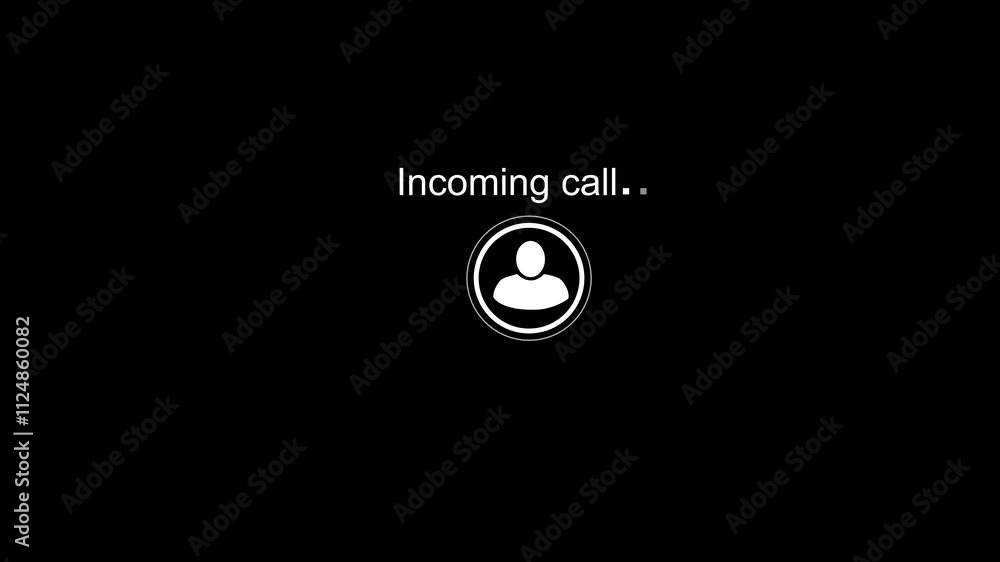Poster incoming call screen animation with accept and decline option and copy space placement on black back