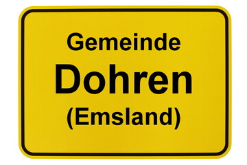 Illustration eines Ortsschildes der Gemeinde Dohren (Emsland) in Niedersachsen