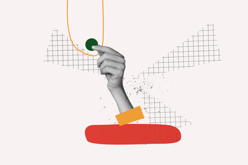 Composite trend artwork sketch image photo collage of copyspace figure fragment platform line...