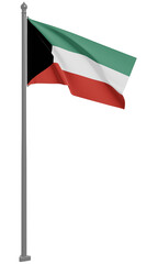 クウェート国のはためく国旗の3Dイラスト(正面)