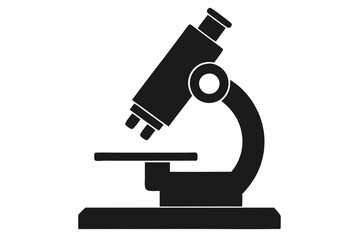 Basic Microscope Silhouette in Black - Vector Illustration on White Background