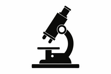 Basic Microscope Silhouette in Black - Vector Illustration on White Background