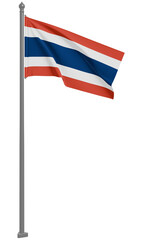 タイ王国のはためく国旗の3Dイラスト(正面)