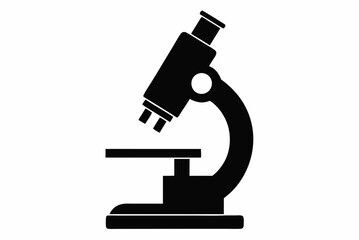 Basic Microscope Silhouette in Black - Vector Illustration on White Background