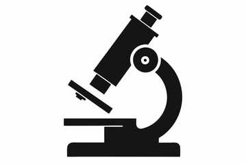 Basic Microscope Silhouette in Black - Vector Illustration on White Background